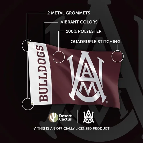 Vista 4 de Desert Cactus Bandera de la Universidad de Alabama A&M Bulldogs AAMU Banners 100% poliéster para interiores y exteriores, banderas de 3 x 5 pies
