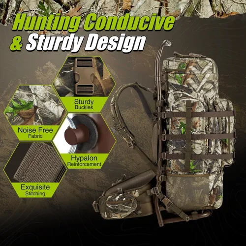 Vista 6 de TIDEWE Mochila de caza para hombres, paquete de marco externo 90L para caza Next Camo G2