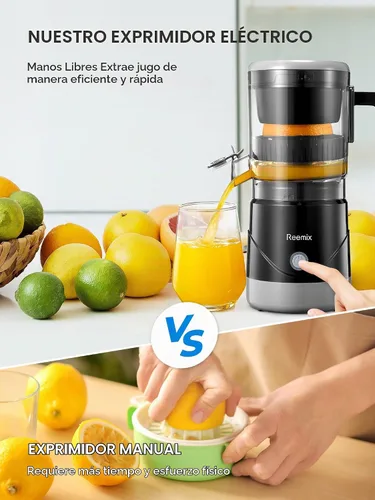Vista 2 de Reemix Exprimidor eléctrico de cítricos para naranja, limón, pomelo, operación con un toque, portátil con cepillo de limpieza