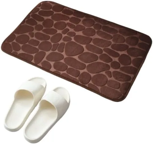 Vista 6 de Alfombra antideslizante de Baño con Relieve de Adoquines, Alfombras Antideslizantes En Lavabo, Alfombra De Suelo Lateral De Bañera, Felpudo De