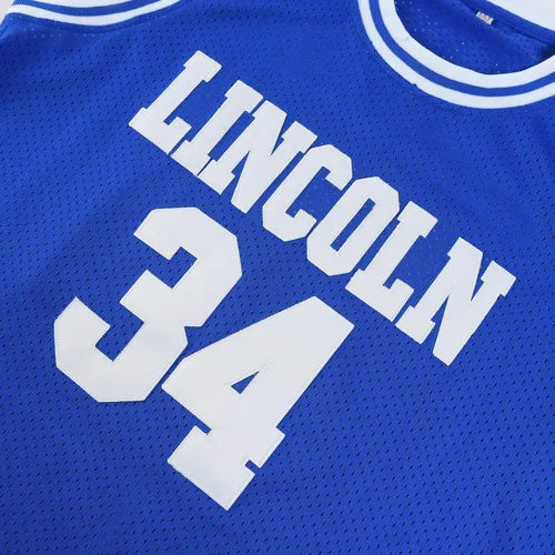 Vista 5 de Mens Lincoln #34 Jesus Shuttlesworth High School Movie Basketball Jersey for Adult WhiteBlue