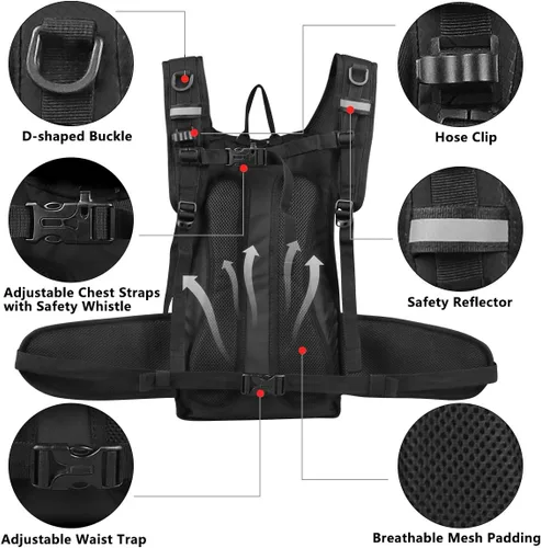 Vista 4 de Mochila de Hidratación Aislada con Vejiga de Agua de 3L Libre de BPA a Prueba de Fugas, Mantiene los Líquidos Frescos hasta por 5 Horas, Mochila