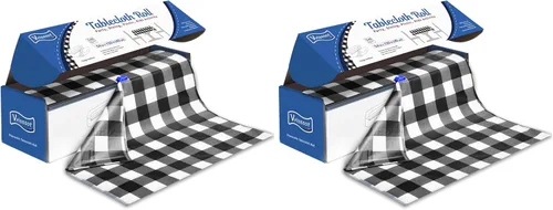 Vista 25 de Mantel desechable de plástico para mesas: 54 pulgadas x 120 pies, cubierta de mesa de plástico con cortador fácil de deslizar, manteles de plástico