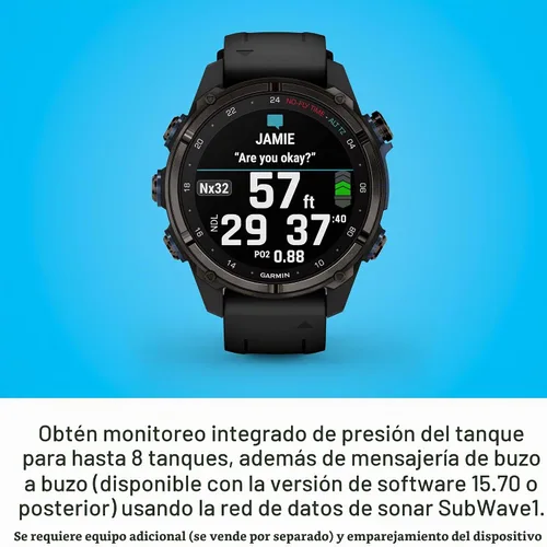 Vista 3 de Garmin Descent™ Mk3i, computadora de buceo y reloj inteligente GPS multideportivo, integración aérea, color negro