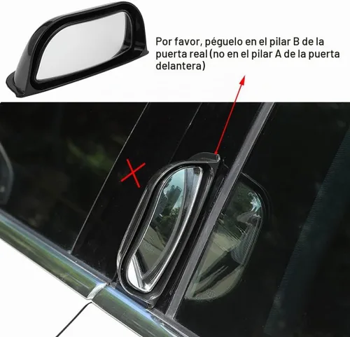 Vista 3 de Espejo retrovisor trasero del pasajero ajustable con punto ciego, vidrio real, espejo lateral para auto SUV de gran ángulo con superficie convexa