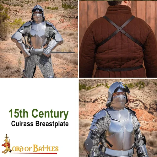 Vista 8 de Lord of Battles Coraza gótica caballero coraza del siglo XV armadura medieval armadura juego de rol disfraz de Halloween