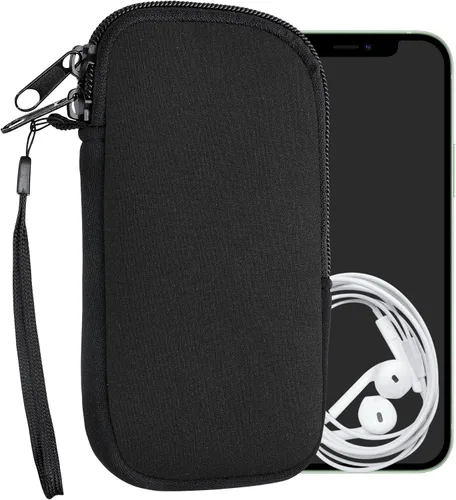 Vista 10 de kwmobile Bolsa de neopreno para teléfono tamaño XXS - 3/3,5 pulgadas - Mini bolsa universal para celular con cremallera, correa para la muñeca