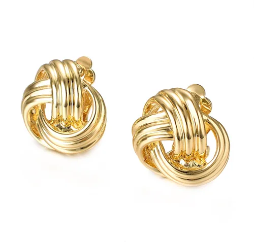 Vista 3 de Yoursfs Aretes con clip de nudo de amor para mujer aretes florales no perforados
