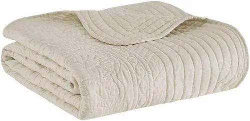 Vista 7 de Madison Park Manta Throw - Diseño de Acolchado Damasco Reversible, Microfibra Suave Prelavada, Colcha Rellena de Algodón, Manta de Verano Acogedora