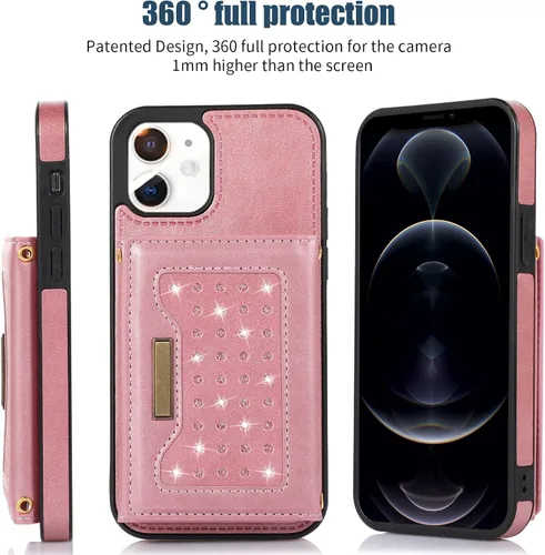 Vista 8 de Asuwish Funda de teléfono para iPhone 11 6.1 con protector de pantalla de vidrio templado y soporte de ranura para tarjetas de cuero brillante