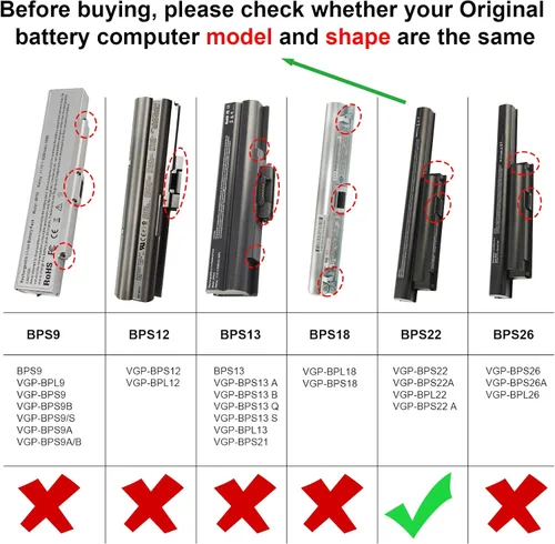 Vista 2 de Futurebatt Batería para portátil Sony Vaio VGP-BPS22 VGP-BPS22A VGP-BPL22 VGP-BPS22/A VPC-E1Z1E VPC-EA