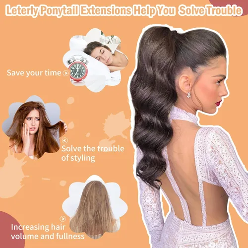 Vista 4 de Pinza de extensión de cola de caballo de 18 pulgadas, extensiones de cabello ondulado rizado con clip, extensiones de cola de caballo largas, Rubio