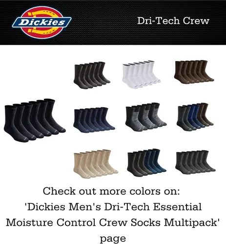 Vista 4 de Dickies Men's Dri-tech Legacy Moisture Control Crew Socks Multipack