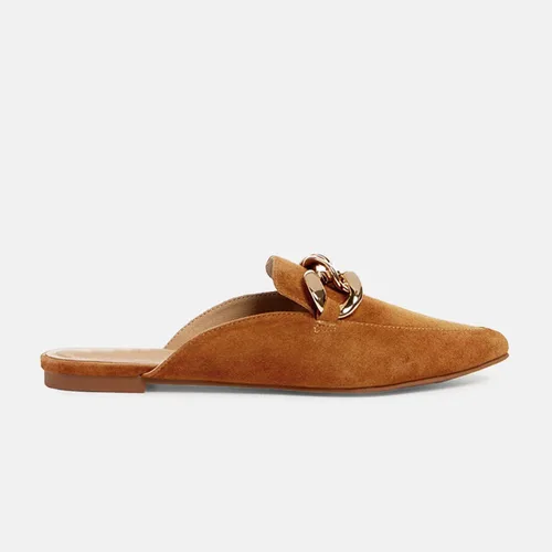 Vista 2 de Juliet Holy Mocasines planos para mujer, con puntera puntiaguda, sin espalda, sin cordones, con cadena de metal