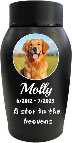Vista 10 de Urnas personalizadas para cenizas de perros y gatos, nombre de mascota personalizado para urnas de cremación, urnas de recuerdo conmemorativas