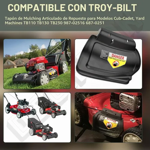 Vista 2 de 987-02516A Conjunto de tapón de mulching con bisagras para modelos Troy