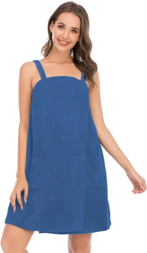 Vista 86 de Veseacky Toalla de baño para mujer con bolsillo, bata de spa ajustable y diadema facial