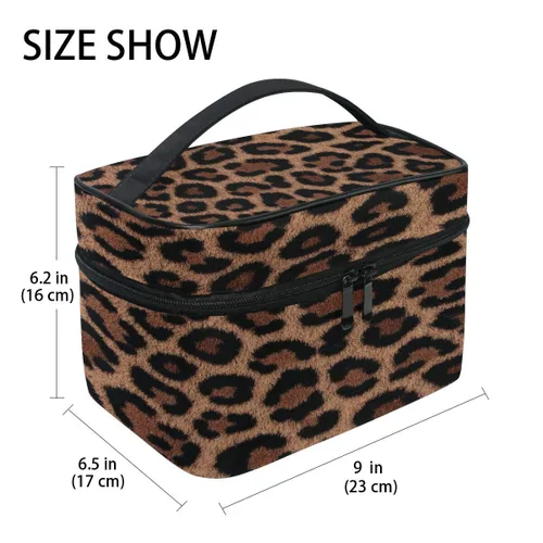 Vista 2 de Neceser de maquillaje con estampado de leopardo, organizador de viaje para mujer
