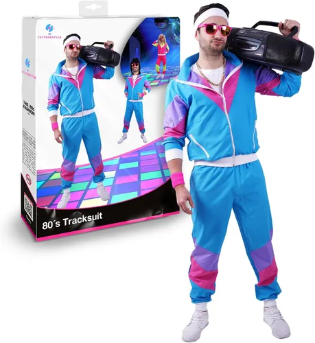 Vista 2 de Traje de los años 80 y 90 para fiestas, equipo deportivo retro, disfraces de hip hop, disfraces de los años 80 para hombre, cortavientos y pantalones