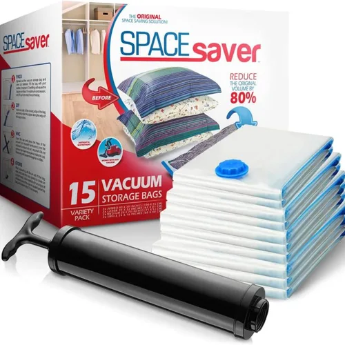 Vista 11 de [Usado] Paquete de 6 bolsas de almacenamiento al vacío variadas para edredones, mantas y ropa, bolsas de compresión selladas al vacío con bomba