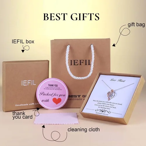 Vista 6 de Iefil Collares de corazón de rosa, regalos para mujer, plata de ley 925, collar con dije de letra de corazón rosa, joyería, día de la madre, San
