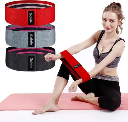 Vista 6 de Resistance Bands for Working Out 3 Booty Bands- Light Medium Heavy Fabric Exercise Bands for Home Gym, Full Body Workouts, Legs, Hip, Glutes, Arms