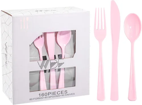 Vista 8 de WDF 100 cucharas de plástico plateadas desechables, cubiertos de plata barrocos de 6.93 pulgadas para pastel de postre, cucharas de plástico