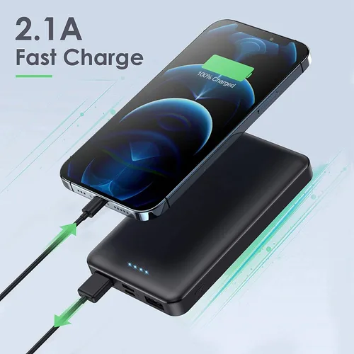 Vista 6 de [Paquete de 2] Cargador portátil de 10000 mAh, cargador de teléfono portátil de entrada y salida USB C más delgado, cargador de teléfono portátil