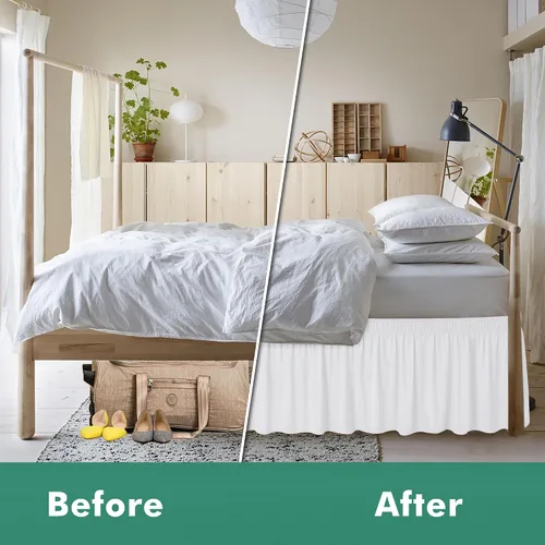 Vista 27 de Biscaynebay Faldas de cama envolventes con esquinas divididas para camas Twin/Twin XL de 15 pulgadas de caída, volantes de polvo elásticos Negro