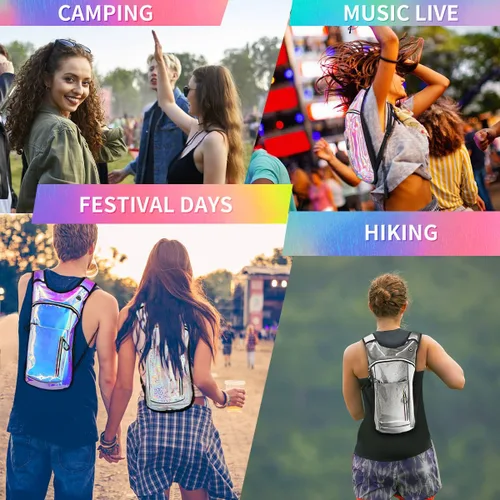 Vista 7 de Mochila de hidratación con vejiga de agua de 2 L, mochila de agua para raves, paquete de hidratación de aislamiento ligero para hombres y mujeres