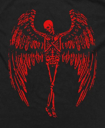 Vista 2 de Chat Noir Sudadera con capucha con cremallera completa y diseño de esqueleto alado Baphomet Pentagrama gótico escondido