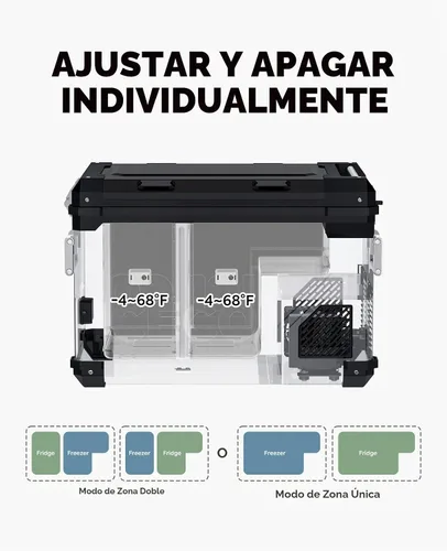 Vista 4 de ICECO APL55 Refrigerador portátil de dos zonas con control Bluetooth, refrigerador de 55 litros de 12v con compresor SECOP, DC 12/24V, CA 110-240V
