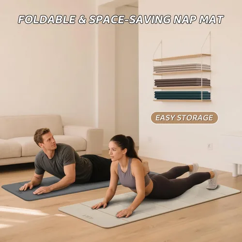Vista 7 de ILILI Esterilla de yoga plegable de 71 x 24 x 0.3 pulgadas, tapete antideslizante de TPE para el hogar, impermeable y ligero (2 libras)