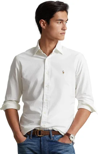 Vista 2 de POLO RALPH LAUREN Men's Classic Fit Plaid Oxford Shirt Blanco básico