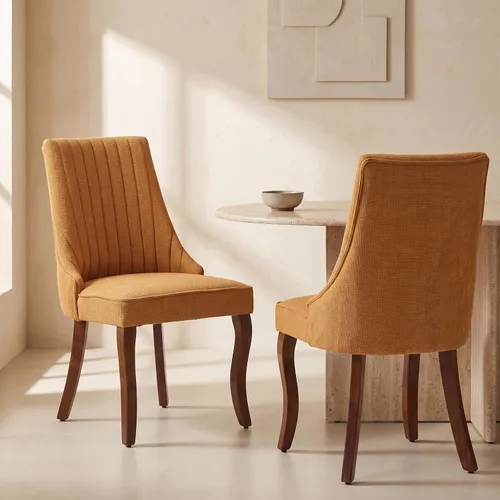 Vista 26 de Sillas de Comedor - Juego de 2 sillas de comedor modernas de mediados de siglo, tapizadas de tela con respaldo alto, sillas de cocina y comedor
