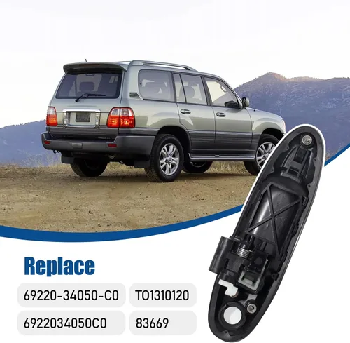 Vista 3 de Repuesto para manija exterior de Toyota para puerta delantera izquierda lado del conductor con ojo de cerradura para Sequoia 2001-2007, Tundra Crew