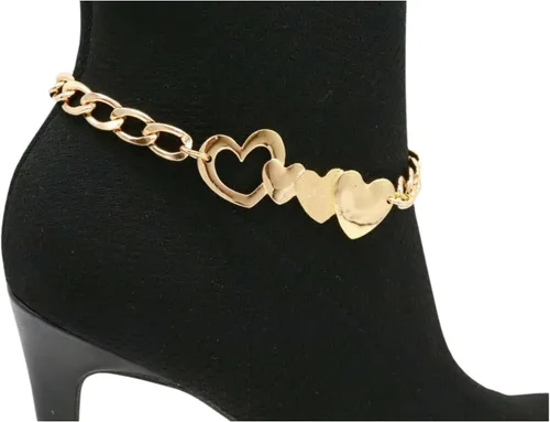 Vista 3 de Joyería de moda occidental para mujer, pulsera de cadena de bota, pulsera de zapatos, tobillera, círculo, abalorios rústicos, Sin gemas.
