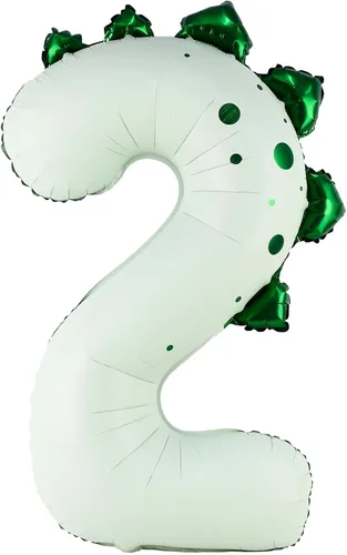Vista 24 de Globo de dinosaurio número 1, globo de aluminio beige de 30 pulgadas para decoración de fiesta de cumpleaños de 1º cumpleaños de la selva