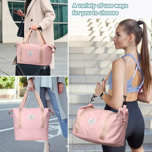 Vista 7 de DMLuna Bolsa de viaje de viaje, bolsa de gimnasio deportiva, bolsa de hombro para mujeres y hombres, bolsa de hospital, bolsa de lona expandible
