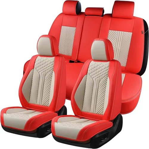 Vista 21 de Coverado Fundas de asiento delantero, paquete de 2 fundas de asiento impermeables para automóviles, cojines de asiento de cuero de lujo, protectores