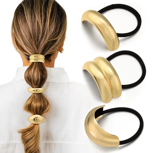 Vista 10 de 2 ligas para el cabello para mujer, ligas elegantes para el cabello sin daños para mujeres, plástico reciclado y elásticos de nailon, elegantes