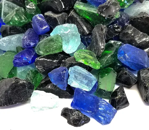 Vista 16 de (5 libras de mezcla de cobalto y azul de primera calidad, para interiores y exteriores, vidrio de fuego triturado para interiores y exteriores