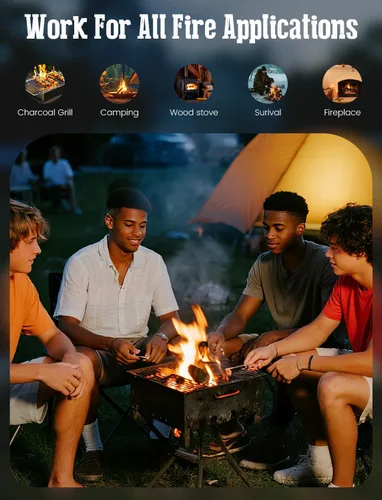 Vista 7 de E500 Arrancador de fuego, cuadrados para barbacoa, fogata, chimenea, estufa de leña, chimenea, hoguera, parrilla, 32 cubos para uso en interiores