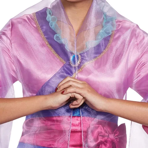 Vista 3 de Disney Disfraz Mulan Deluxe para adultos para mujer Rosado talla única