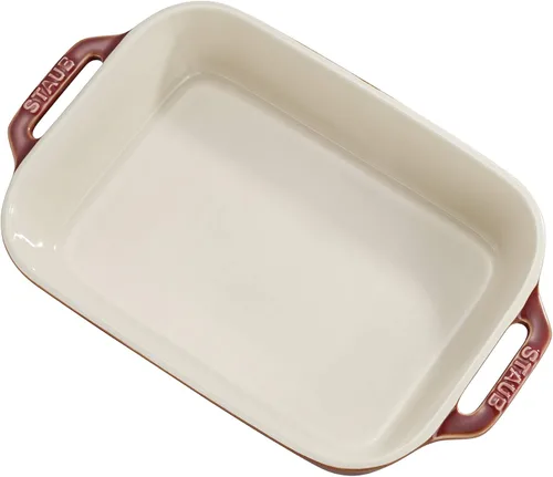 Vista 2 de STAUB - Juego de platos rectangulares de cerámica, 2 unidades, color rojo