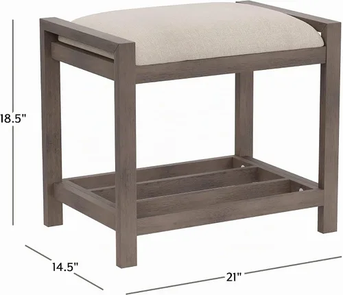 Vista 5 de Hillsdale Muebles Amelia - Taburete de tocador, gris antiguo