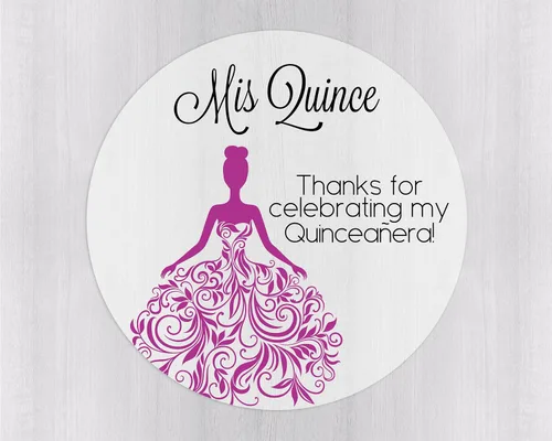 Vista 2 de Calcomanías de quinceañera de 40 quilates, membrillo Mis, español o inglés para cumpleaños número 15 (027-E-BK-C) (inglés - negro - transparente)