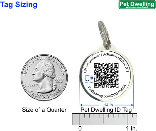 Vista 3 de Pet Dwelling Etiquetas inteligentes de identificación de mascotas QR + NFC para perros, duraderas e impermeables, etiquetas inteligentes