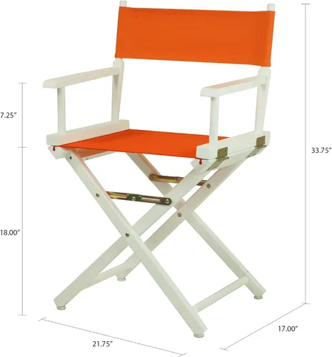 Vista 2 de Casual Home - Silla de director de 18.0 in, marco blanco con lienzo color mandarina