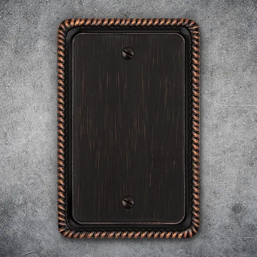 Vista 3 de Henne Bery Rope Edge - Placa decorativa de pared para interruptor (placa lisa, 2 unidades, bronce antiguo)